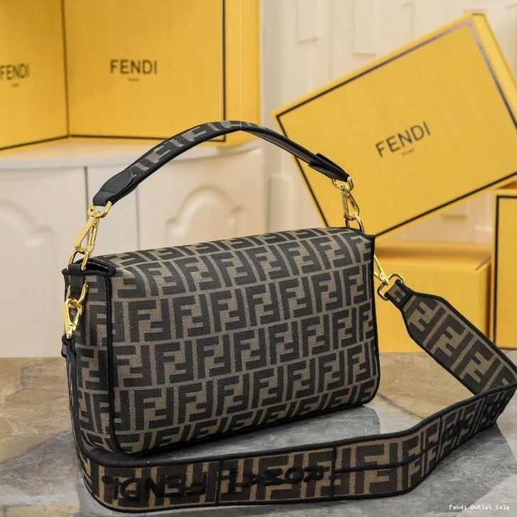 Cheap Large Fendi Baguette FF In Bag Fabric Motif Brown 0803